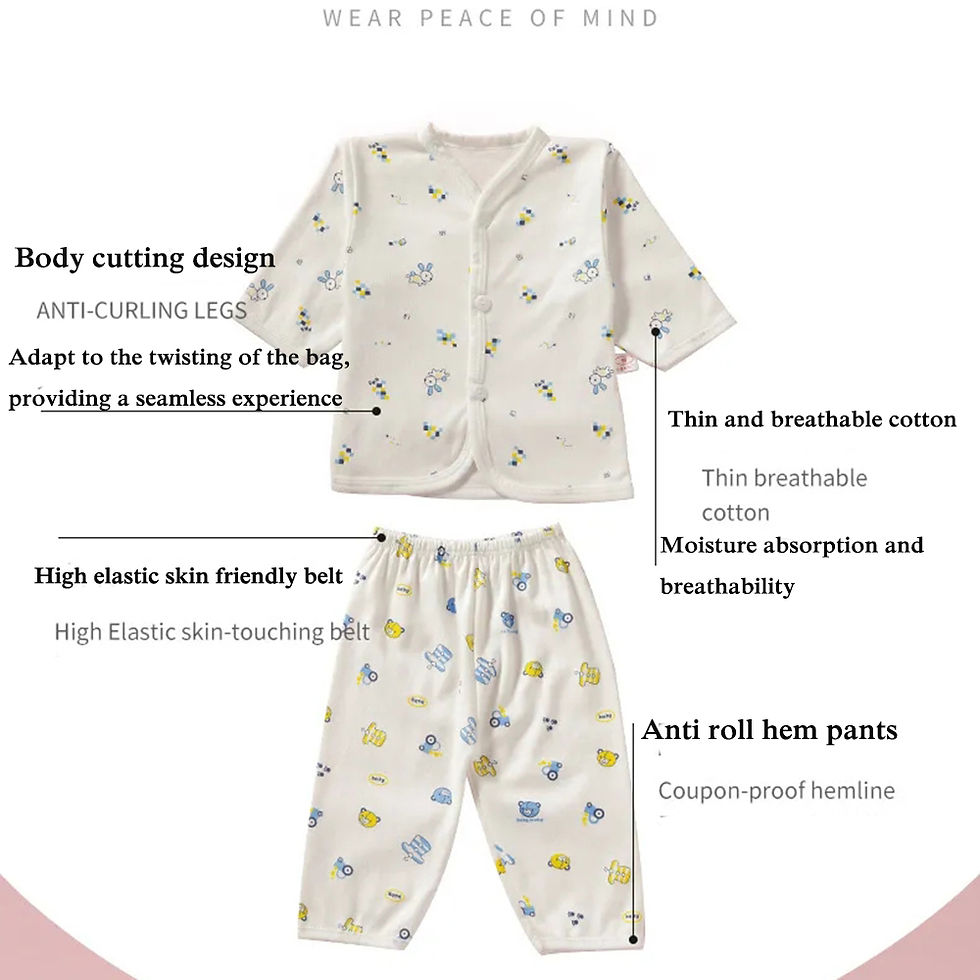 Thumbnail: 0-3 Month Baby Clothes Newborn Cartoon Home Underwear Cotton Button Baby Clothes