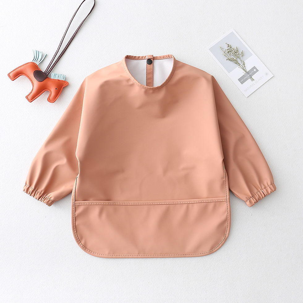 Thumbnail: Solid Color Baby Feeding Bibs With Long Sleeves Infant Boys Girls Bib Aprons Eas