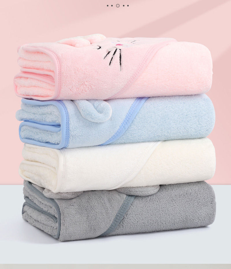 Thumbnail: Cartoon Animal Baby Bath Towels Soft Newborn Hooded Towel Blanket Toddler Bathro
