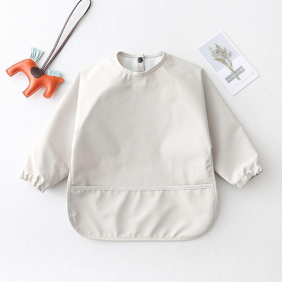 Thumbnail: Solid Color Baby Feeding Bibs With Long Sleeves Infant Boys Girls Bib Aprons Eas