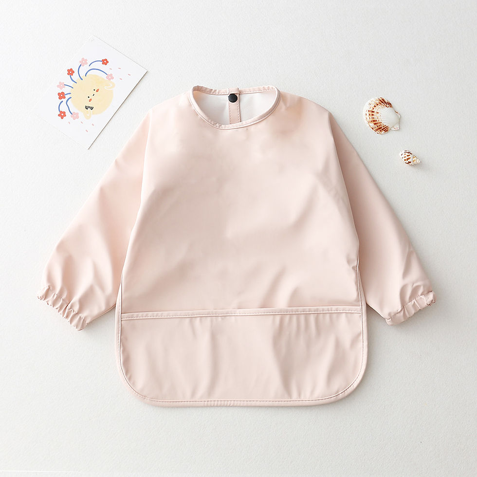 Thumbnail: Solid Color Baby Feeding Bibs With Long Sleeves Infant Boys Girls Bib Aprons Eas