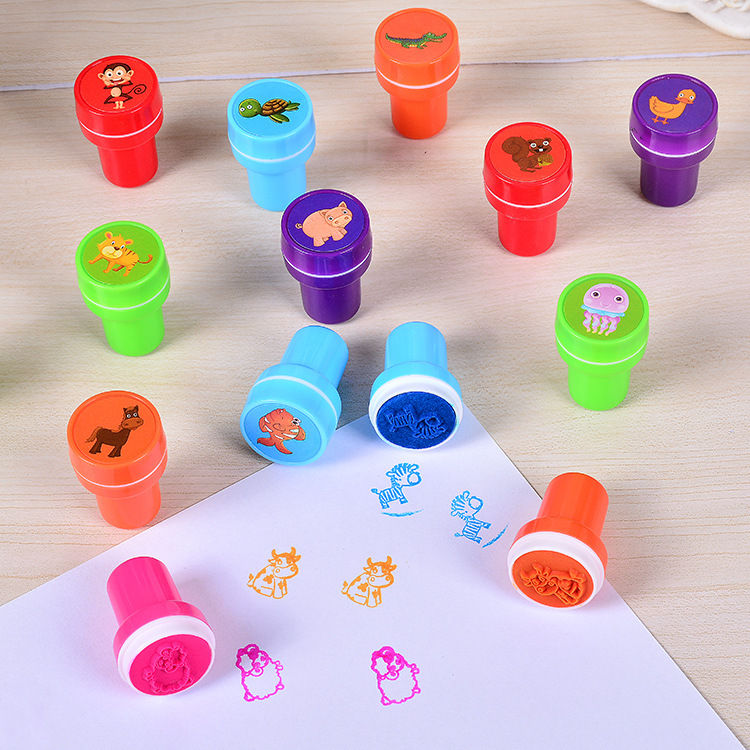 Thumbnail: 10pcs Assorted Stamps for Self-ink Stamps Toy Stamps Smiley Face Seal Scrapbooki