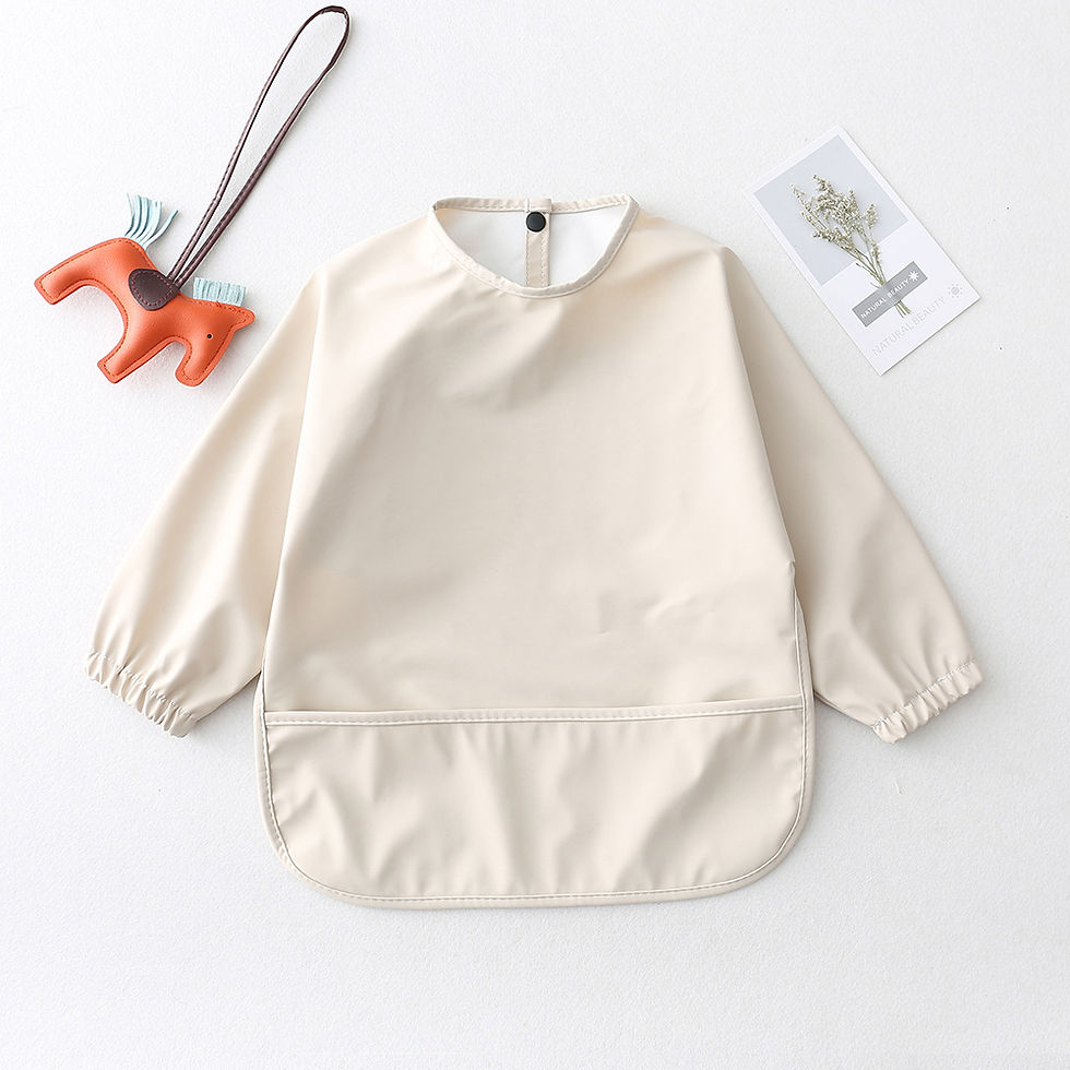 Thumbnail: Solid Color Baby Feeding Bibs With Long Sleeves Infant Boys Girls Bib Aprons Eas
