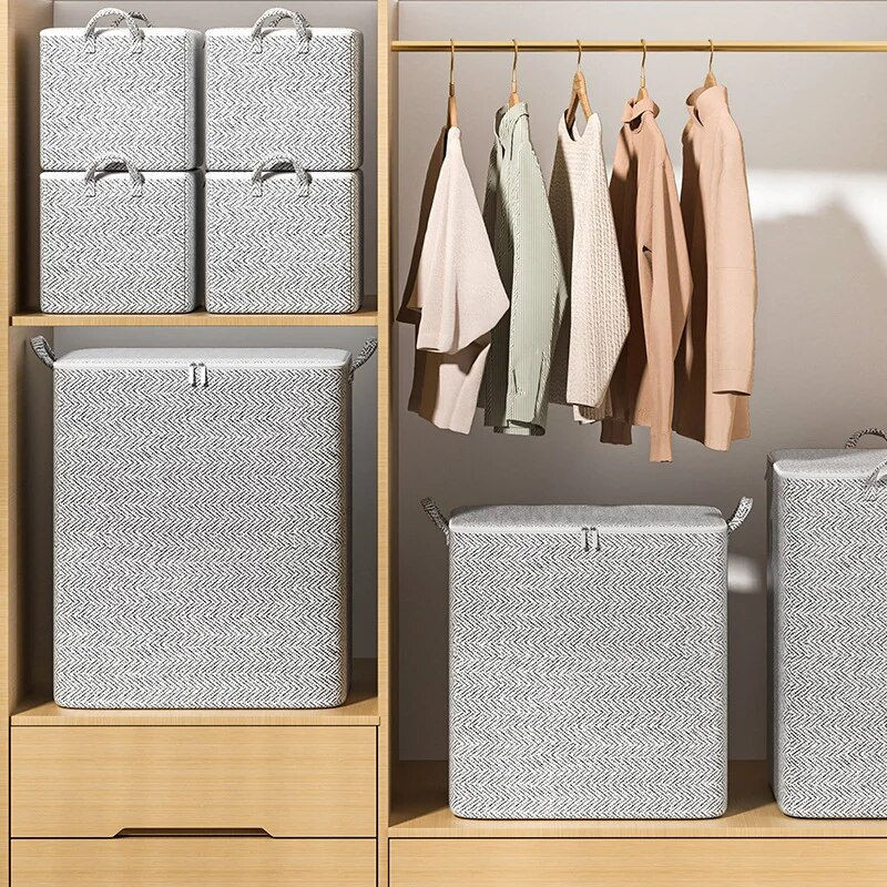 Thumbnail: 1pc Household Large Capacity Storage Bag Non-woven Material, Closet Wardrobe Org