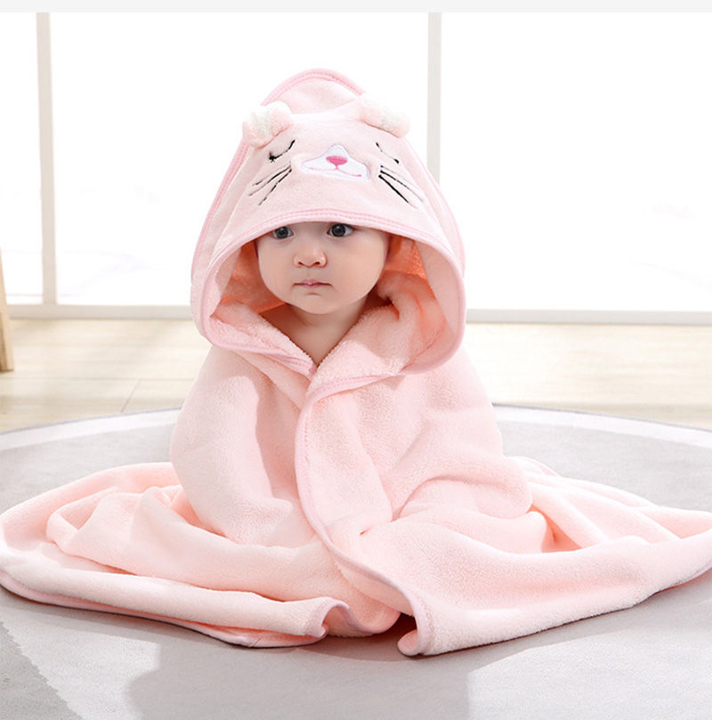 Thumbnail: Cartoon Animal Baby Bath Towels Soft Newborn Hooded Towel Blanket Toddler Bathro