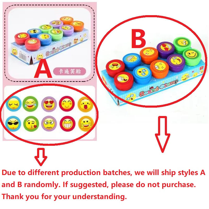 Thumbnail: 10pcs Assorted Stamps for Self-ink Stamps Toy Stamps Smiley Face Seal Scrapbooki