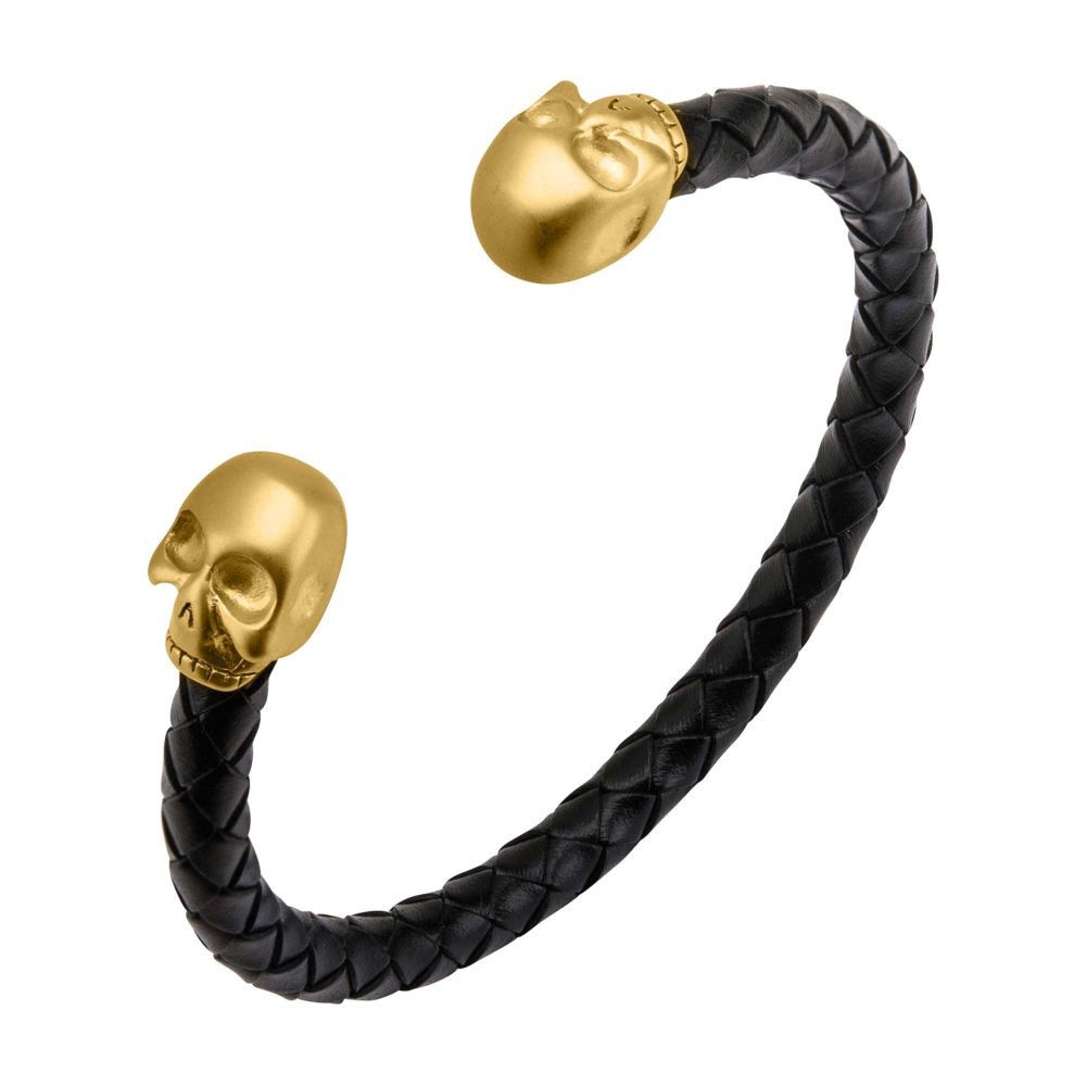 INOX -Black Leather Skull Cuff