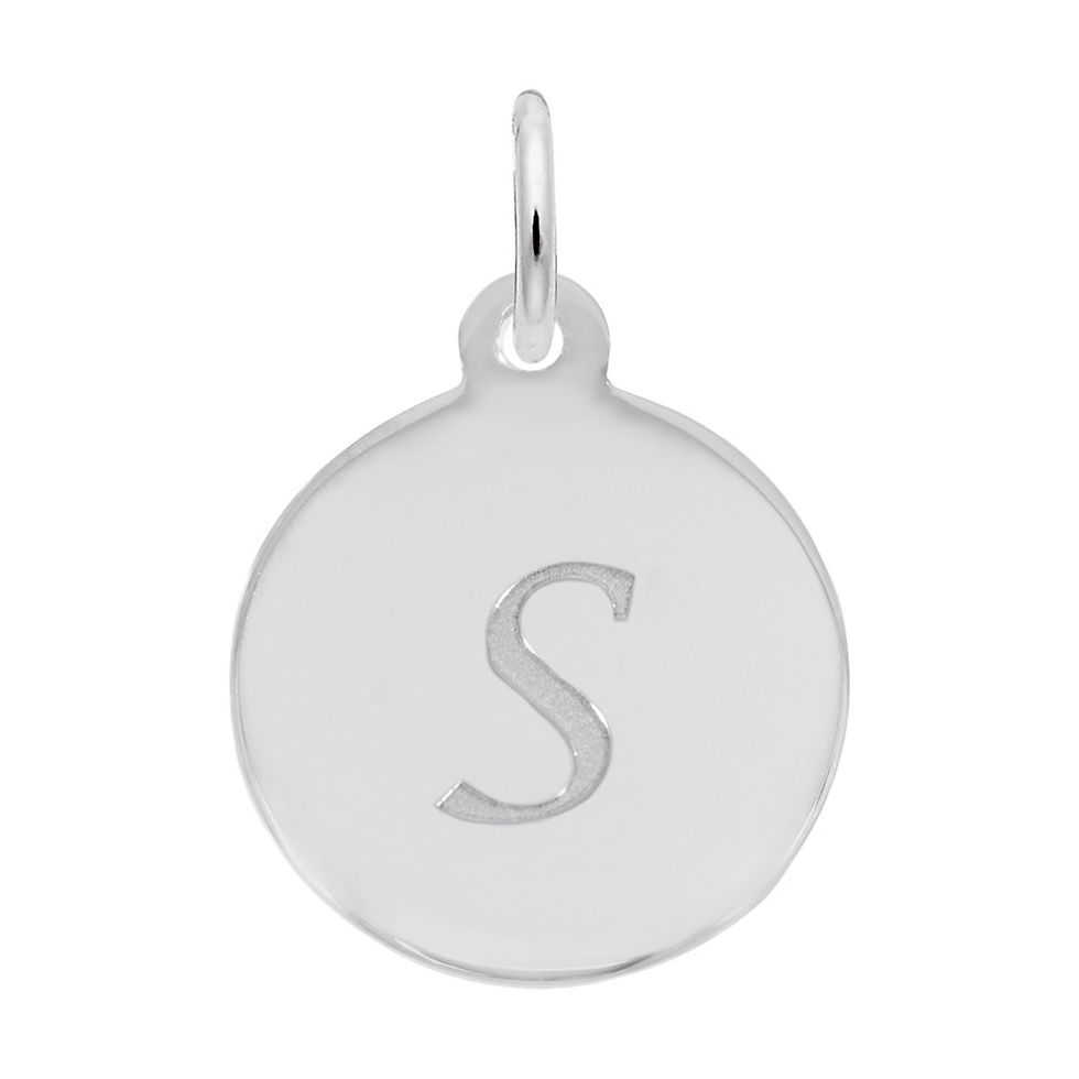 Thumbnail: Script Initial Disc Charm/Pendant - Sterling Silver