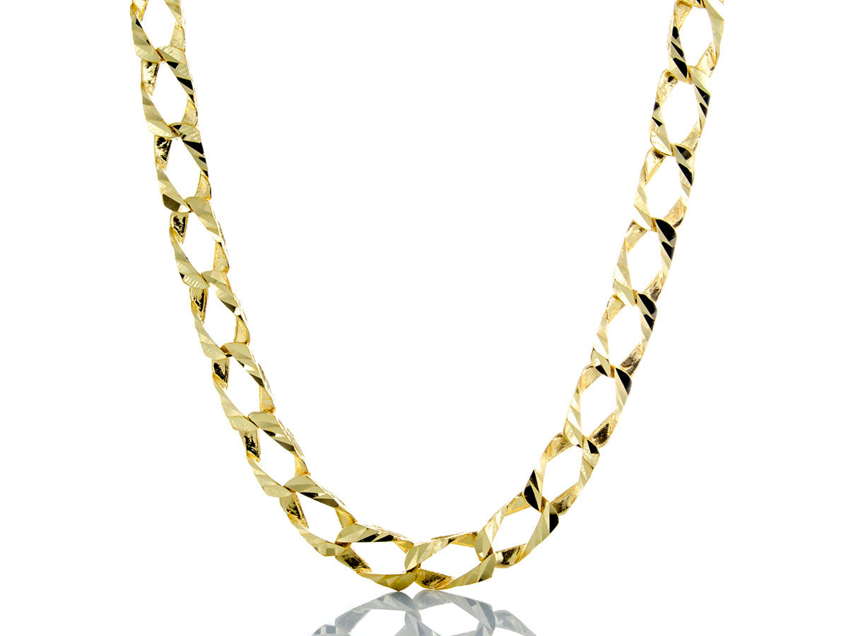 18” Unisex Diamond Cut Curb Chain in 10kt Gold