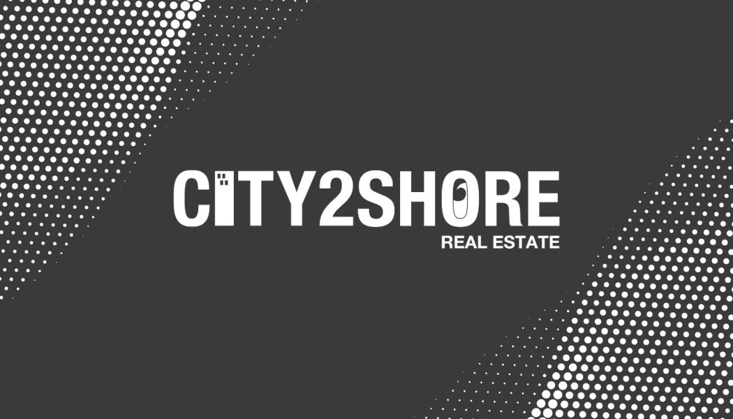 City2Shore Real Estate Charcoal Halftone Card - Horizontal
