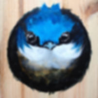 On Guard Sparrow Painting on Wood Board