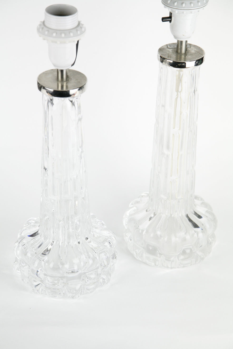 Thumbnail: Pair of 1970s Clear Crystal Orrefors Lamps