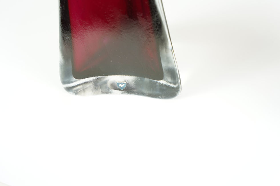 Thumbnail: Red frosted triangular Orrefors Lamps 1960 Sweden