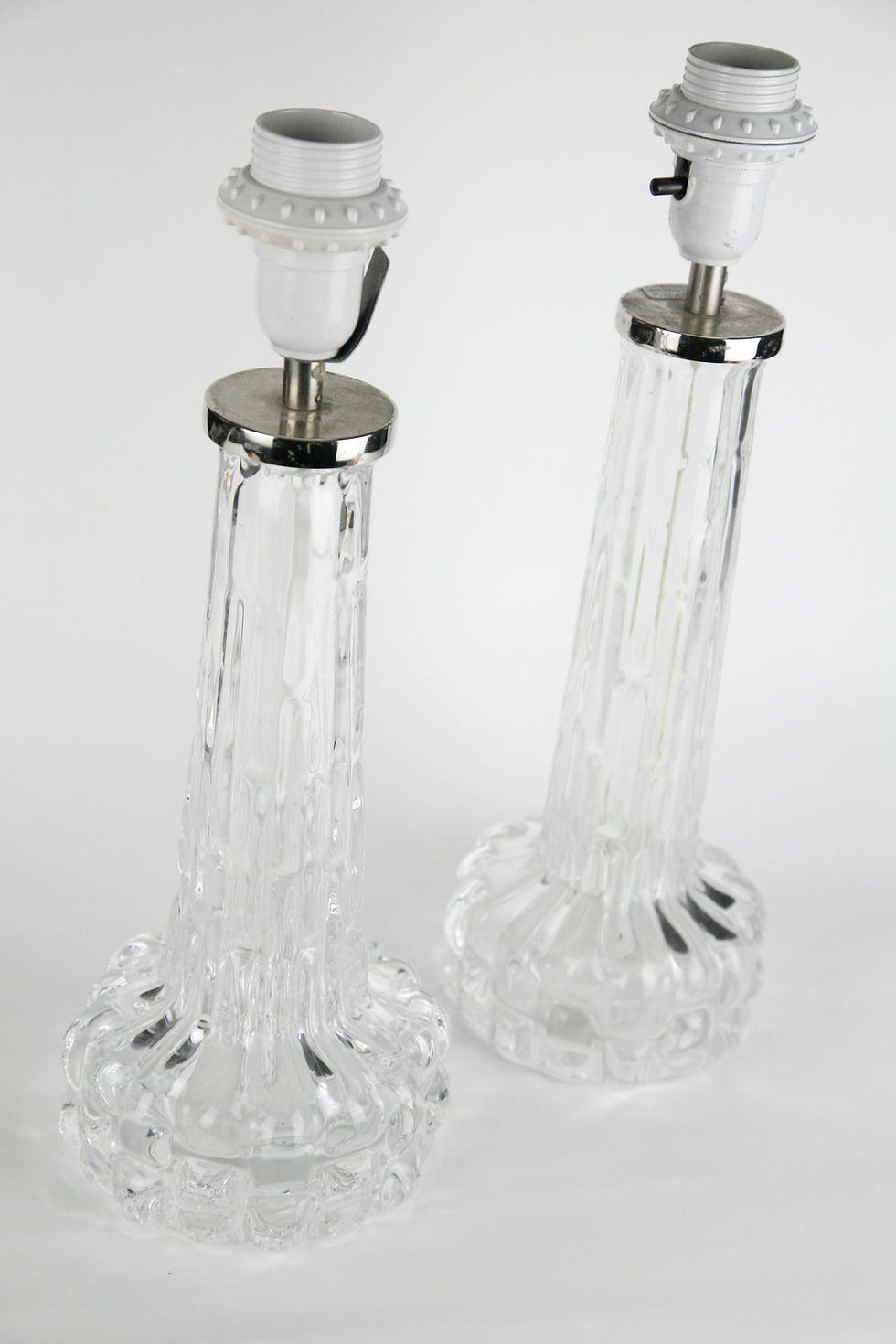 Thumbnail: Pair of 1970s Clear Crystal Orrefors Lamps
