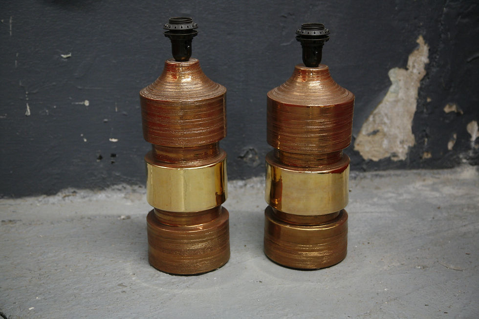 Thumbnail: Pair of Bitossi/Bergboms Lamps Copper and Gold