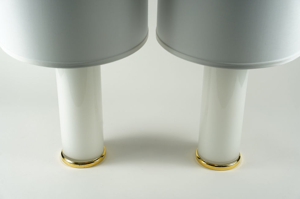 Thumbnail: White/gold Pair of Table Lamps by Luxus, Sweden, 1970