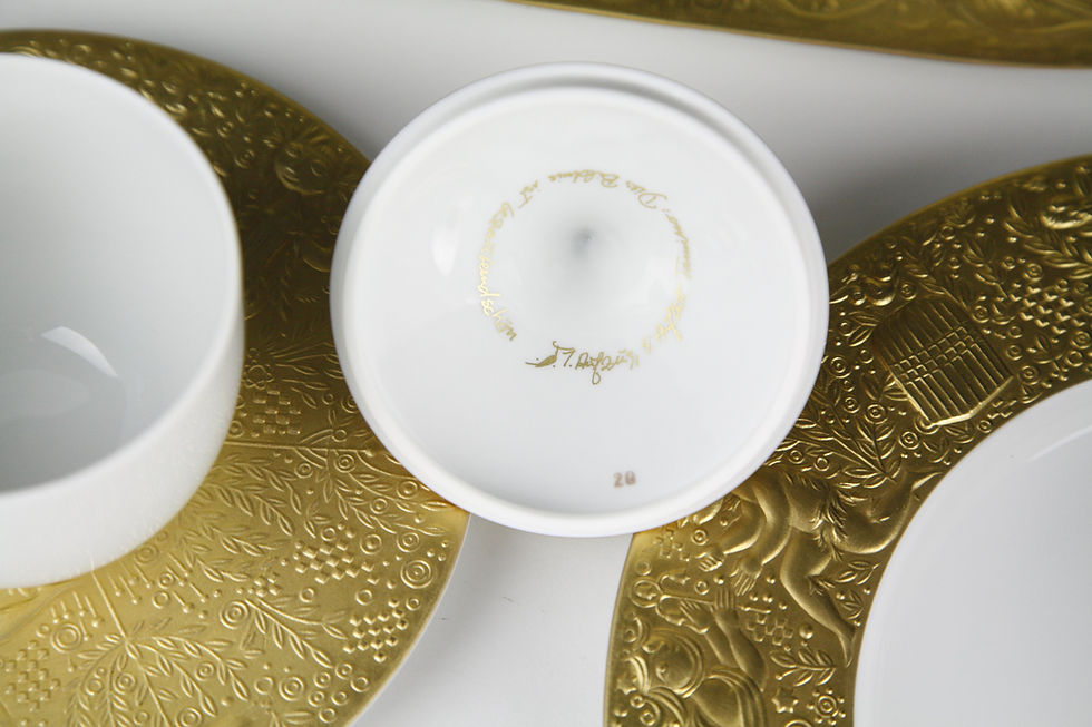 Thumbnail: Coffee and Dessert Service by Rosenthal Bjorn Wiinblad 24-Karat Plated