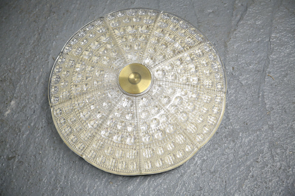 Thumbnail: Orrefors Flush Mount, crystal and brass 1960 Sweden