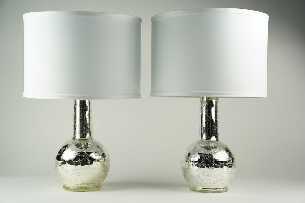 Thumbnail: Silver Crackle Pair of Table Lamps by Luxus, Sweden, 1970