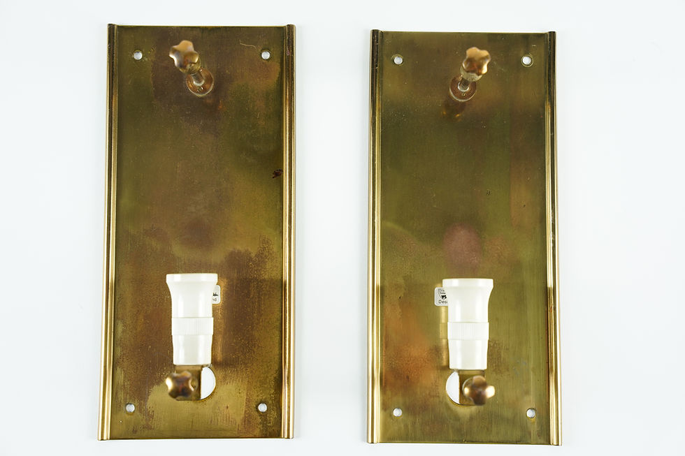 Thumbnail: Pair of Orrefors Sconces Brass and Crystal glass shades Croco, 1950