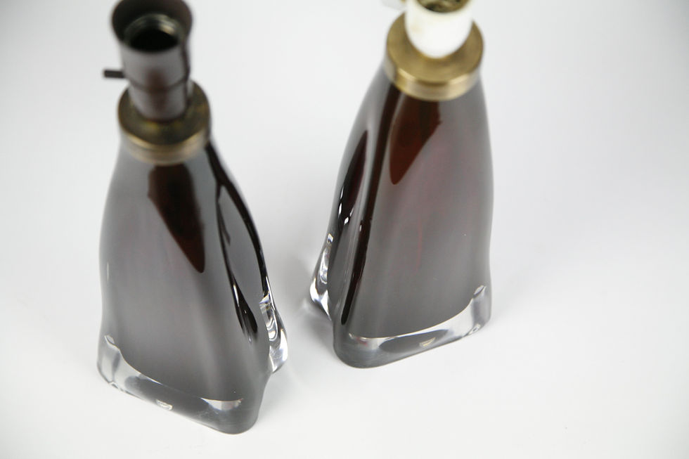 Thumbnail: Pair of Ruby Red 1950 Crystal Orrefors Lamps
