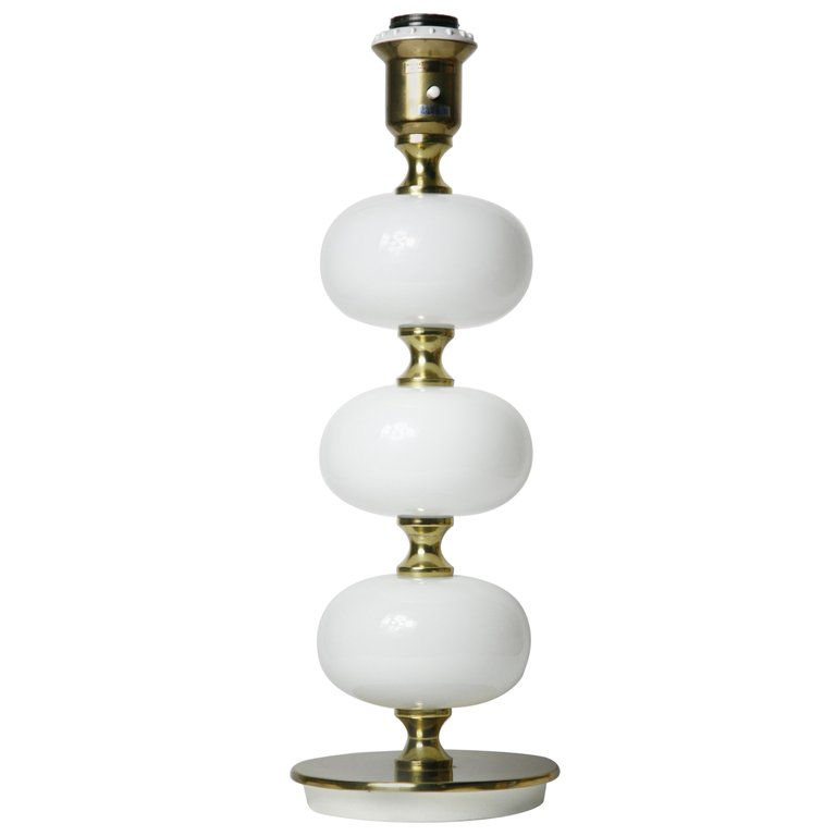 Thumbnail: Pair of White Opaline Glass on Brass AB Stilarmatur Tranas , Sweden, 1970