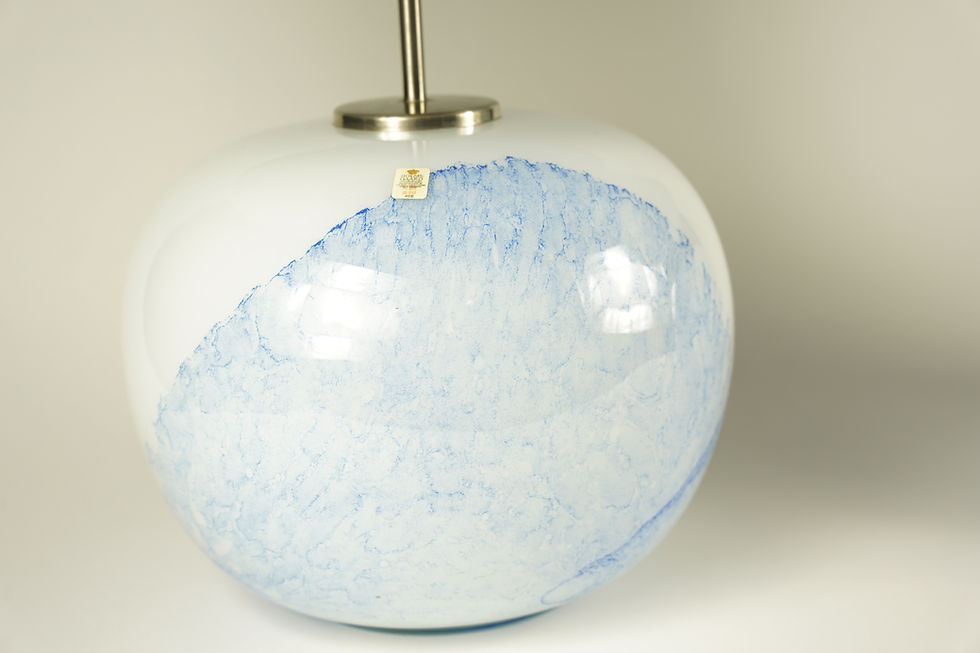 Thumbnail: Pair of Jasmin lamps with brushed steel fittings by Holmegaard, Denmark, 1980