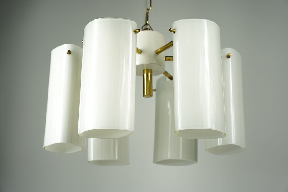 Thumbnail: Fagerhult chandelier Glass and Brass, Sweden, 1960