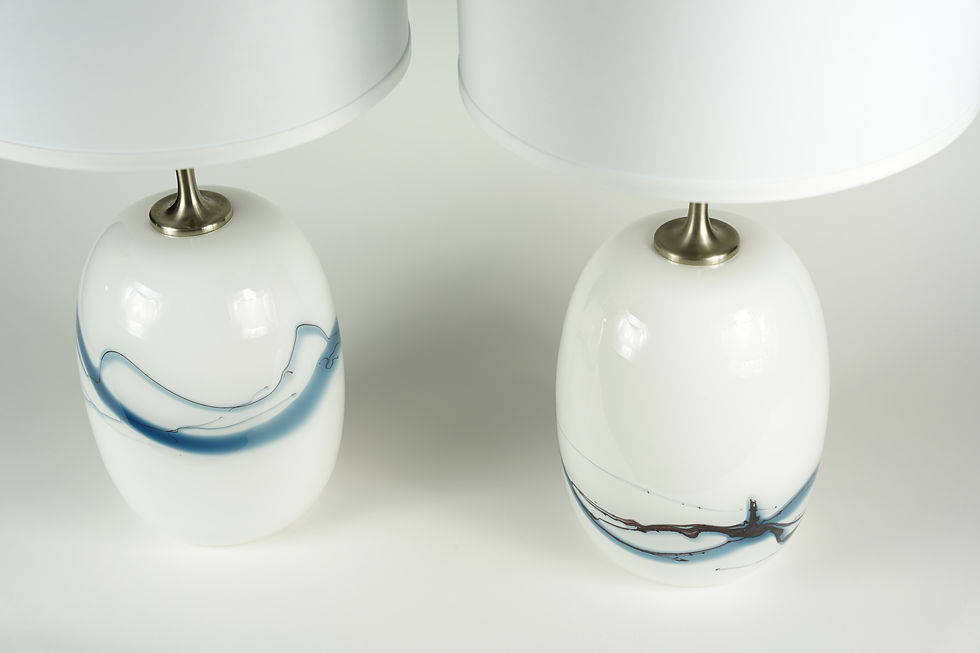 Thumbnail: Holmegaard Lamps Sakura white/blue Design Michael Bang, 1984, Den