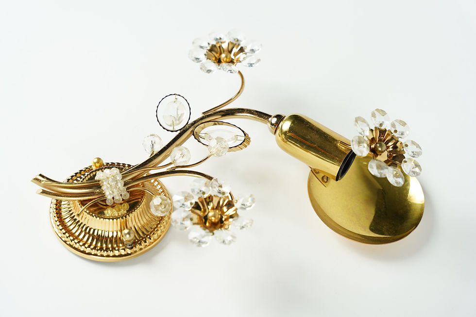 Thumbnail: Pair of Palwa Sconces flower Crystal on a Gold-Plated Frame, Vienna, 1960
