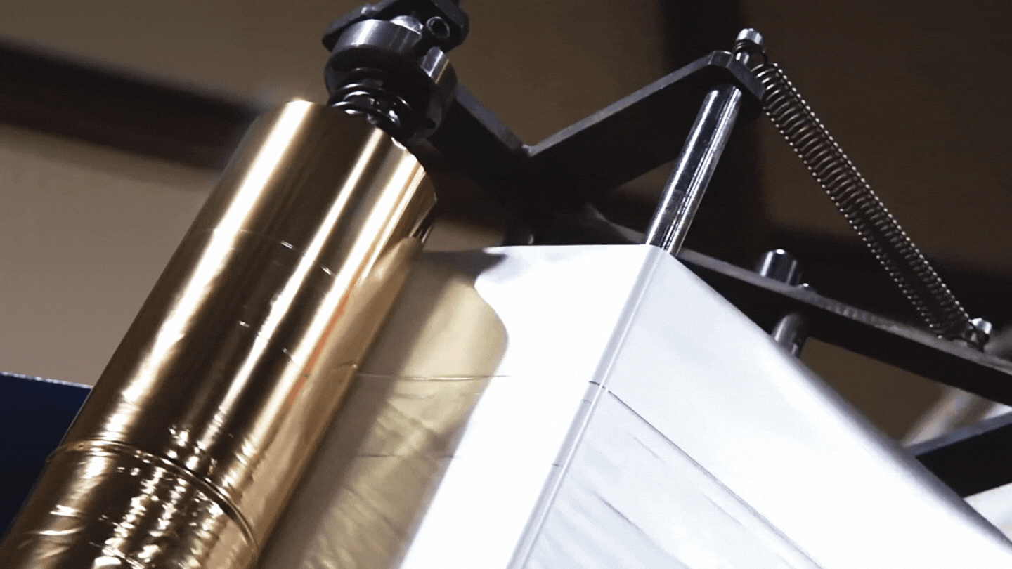 Gold Foil coming off the reel via a machine