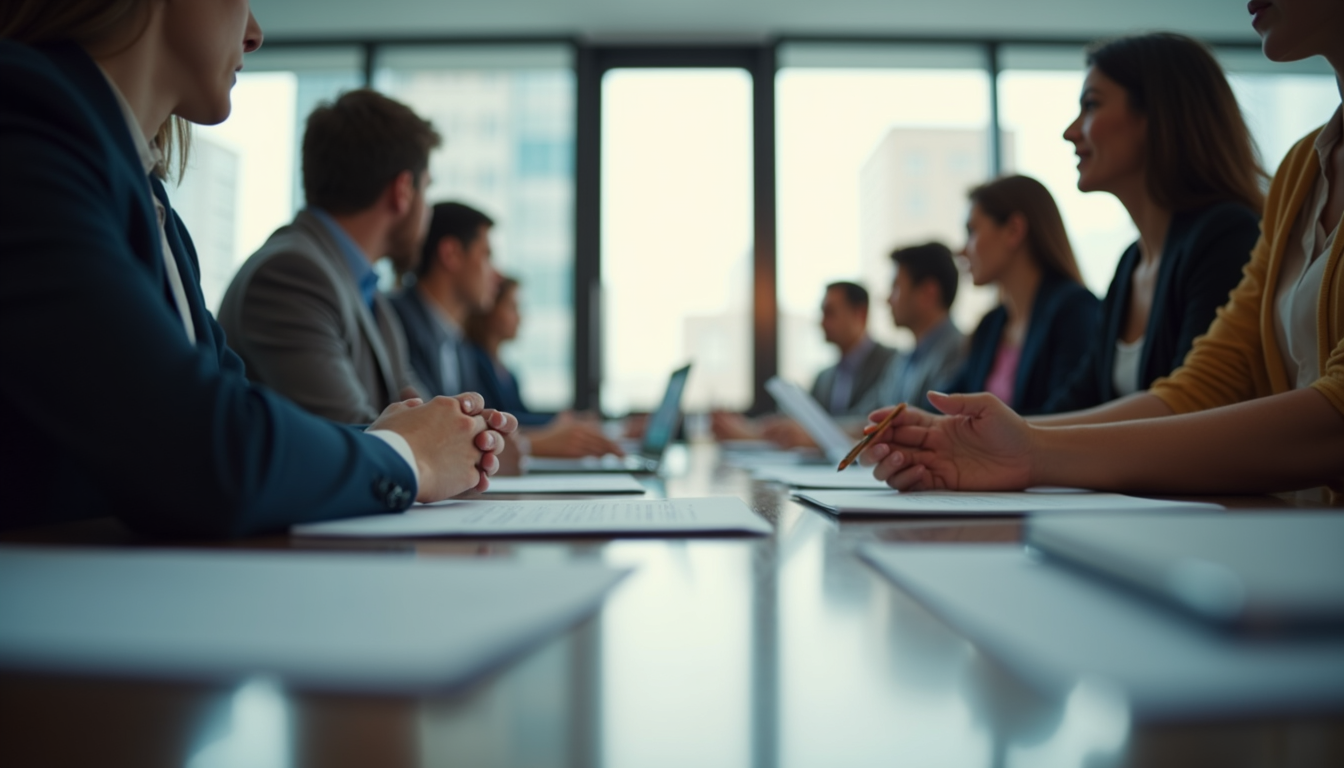 Eye-level view of a brand strategy meeting