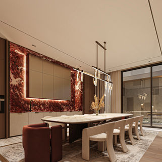 Luxury villa dining area interior design in Al Qirawan Riyadh