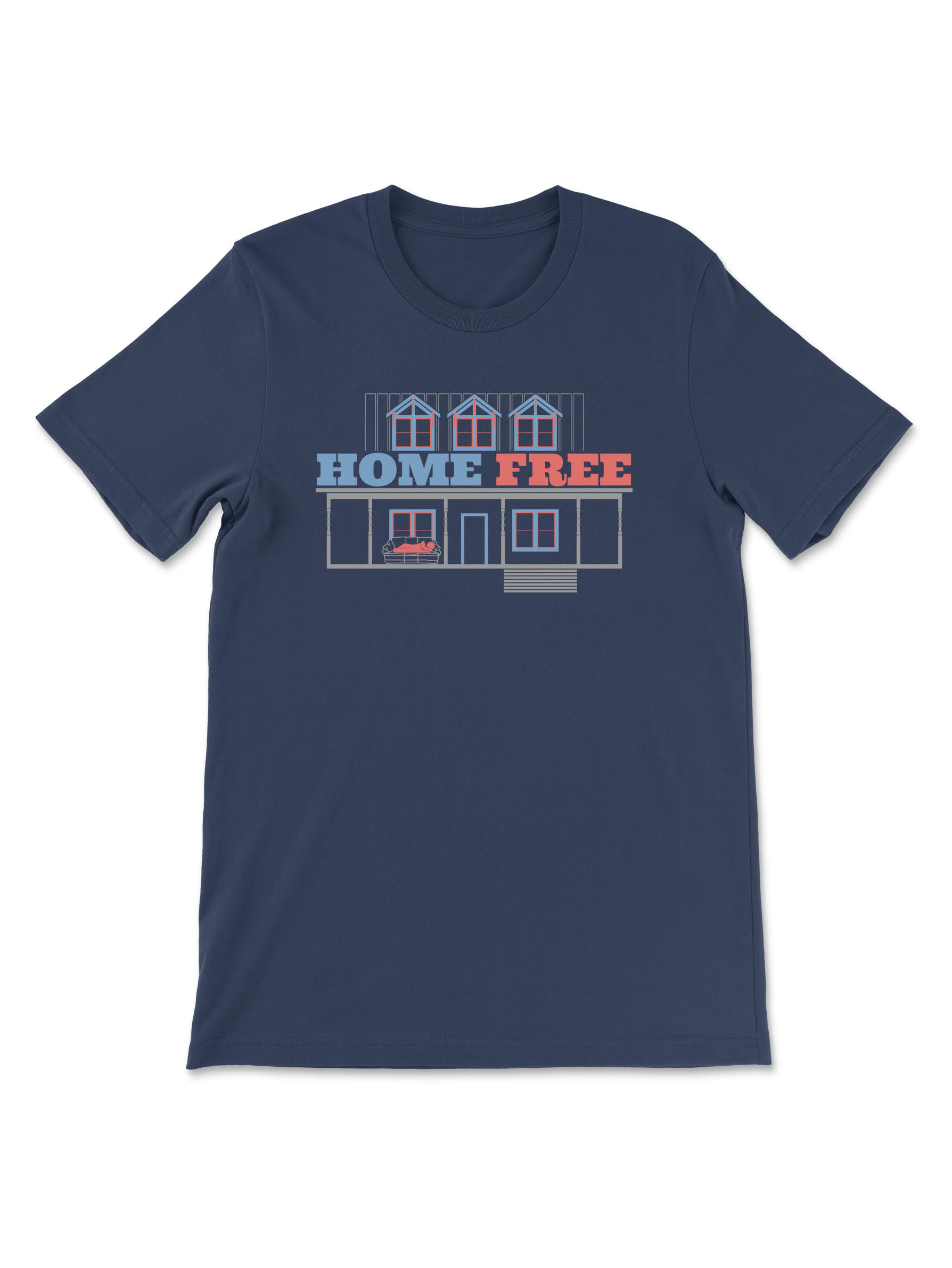 Home Free t-shirt - House design (Navy Blue)