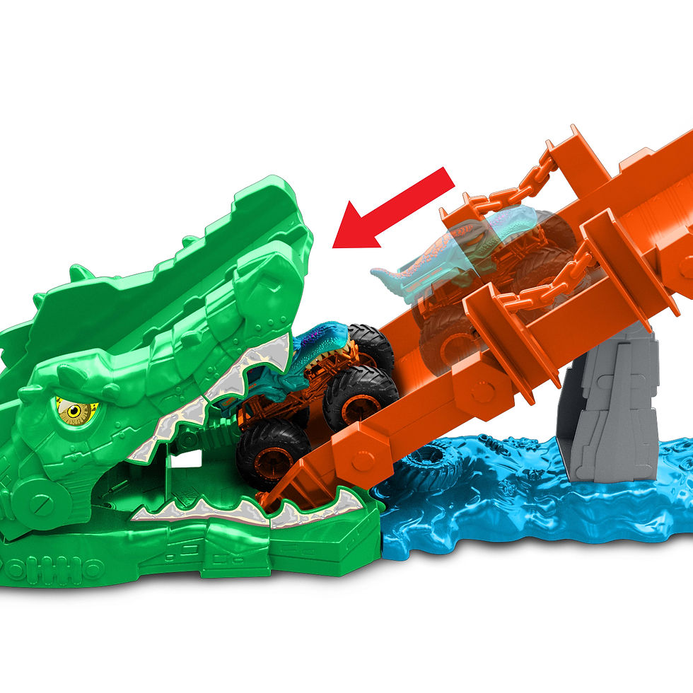 Thumbnail: Hot Wheels Speed Snap Monster Trucks - Crocodile Crash Challenge Playset JJN45