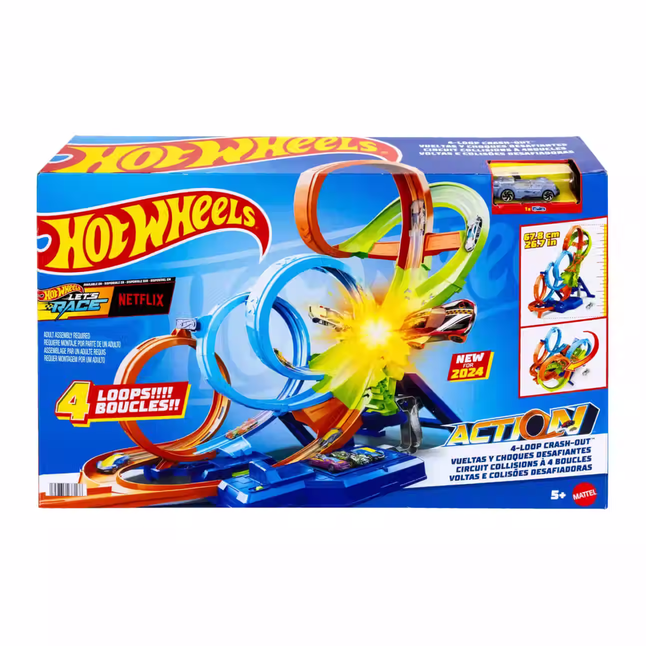 Hot Wheels Πιστα Συγκρουσeων Με 4 Λουπ HXR70