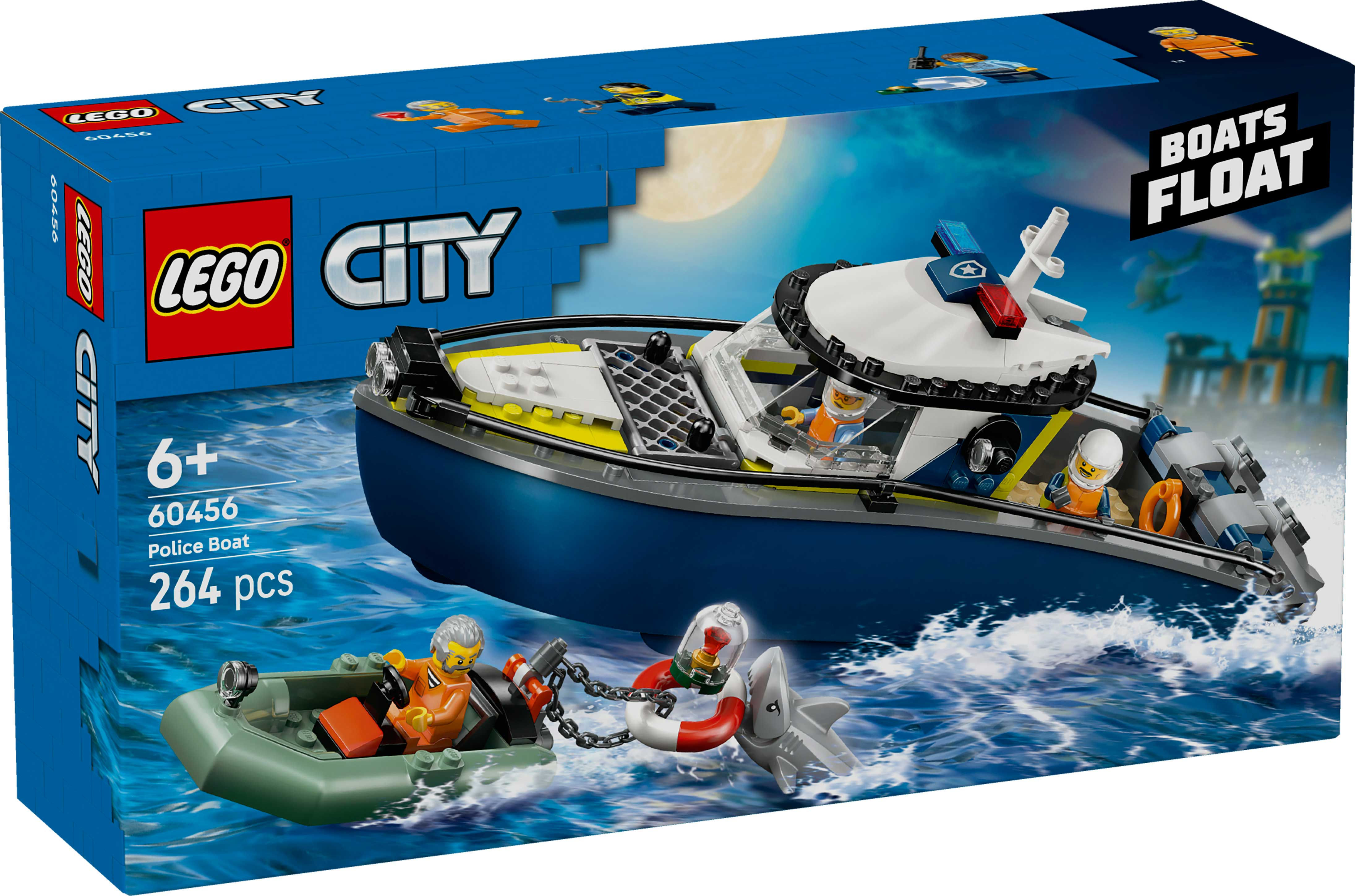 LEGO City Police Boat Chase Toy with a Floatable Speedboat and Dinghy 60456