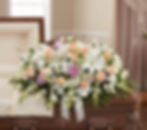 Blush & White Lily Casket Spray