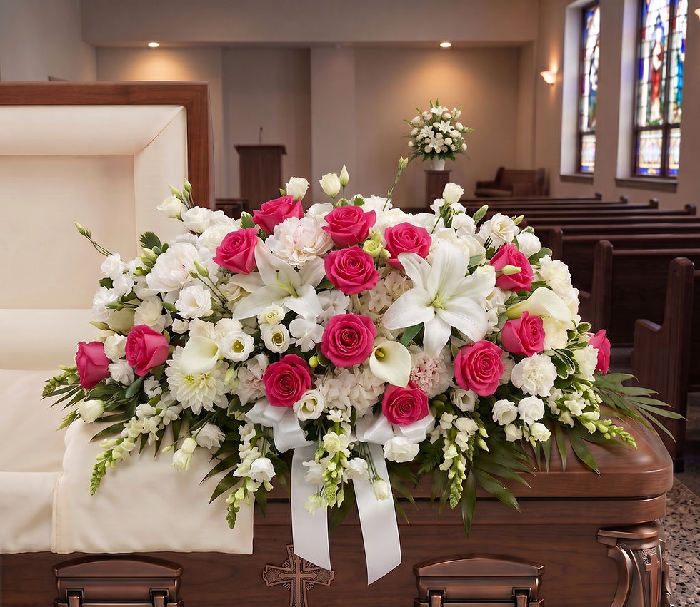 Pink & White Serenity Casket Spray