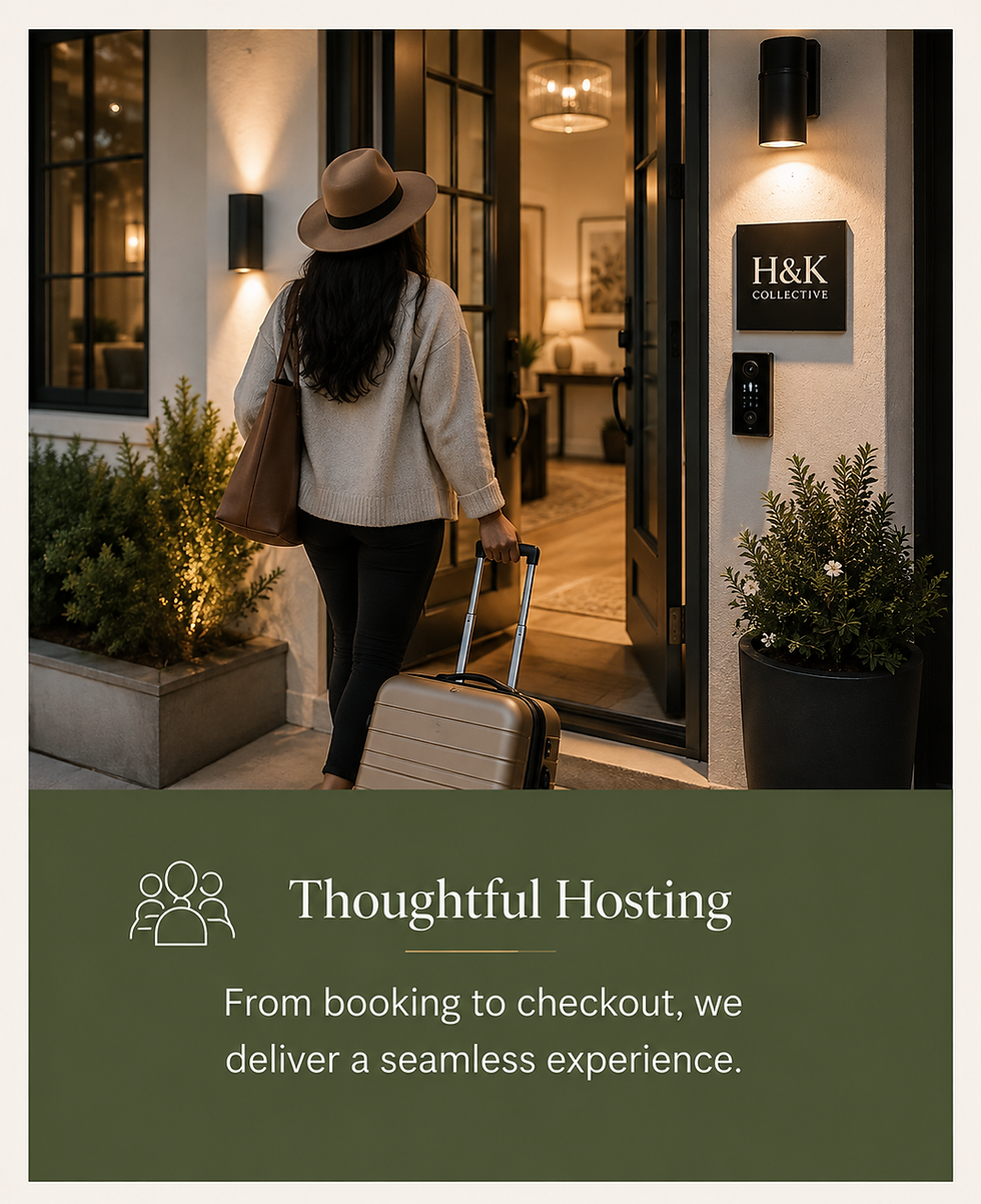 Thoughtful short-term rental hosting with a guest arriving at a welcoming property
