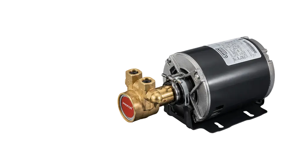 Industrial pump and motor product image on white background, landscape