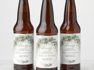 Big Deals! Elegant boho eucalyptus greenery gold frame beer bottle label