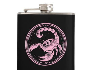 Top 10! Pink Scorpion Astrology Zodiac Sign Scorpio Flask