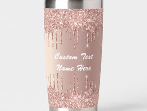 Best Price! Rose Gold Glitter Custom Text Personalized Insulated Tumbler