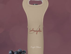 Review Simple, Monogrammed and Elegant Taupe Wine Bag