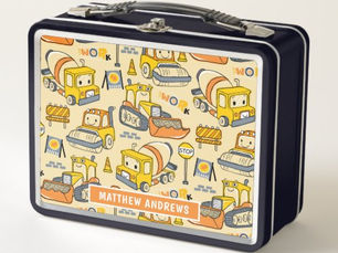 Top 5! Cute Kids Construction Vehicles Personalized Name Metal Lunch Box