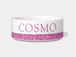 Hot Deals! Pink Glitter Sparkle Pet Name Bowl