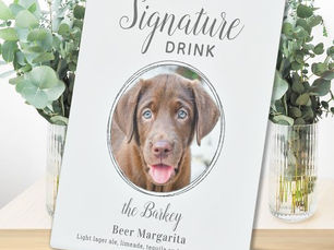 Big Deals! Signature Drink Elegant Silver Pet Wedding Photo  Pedestal Sign