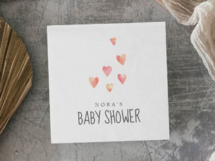 Top 10! Watercolor Hearts Girl Baby Shower Napkins