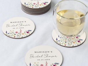 Best Price! Elegant Wildflower Meadow Cream Bridal Shower Round Paper Coaster